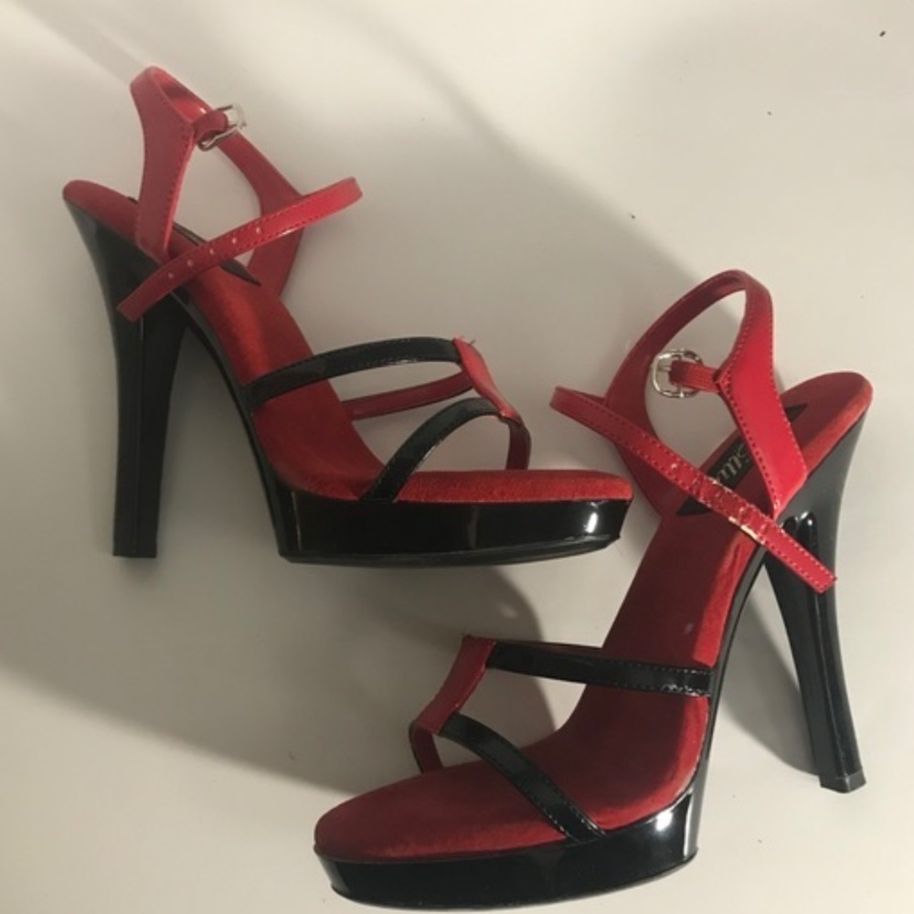 Ellie Red and Black Strappy Heels